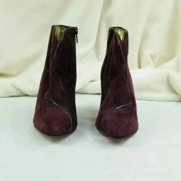 Andrea Carrona Made in Italy Burgundy Side Zip Ankle Boots Size 36 (US 6-6.5) - Picture 3 of 9